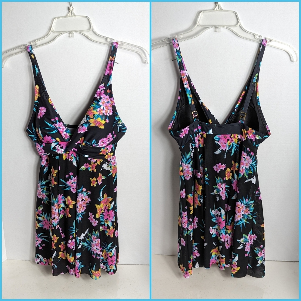 A.C.T swimsuit tropical print skirt sz 8